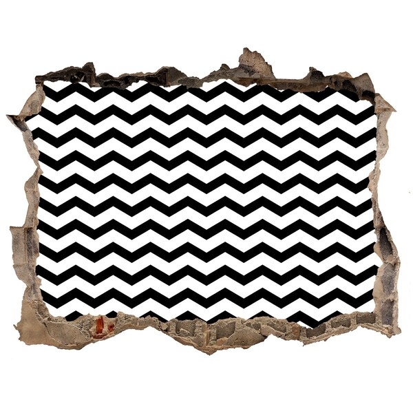 Díra 3D fototapeta nálepka Černobílé klikaté čáry v díře ve zdi