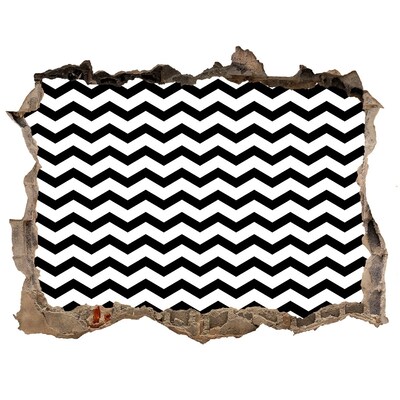 Díra 3D fototapeta nálepka Černobílé klikaté čáry v díře ve zdi