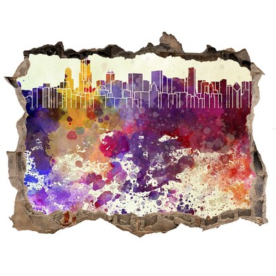 Fototapeta díra na zeď 3D Městská krajina v barevné díře