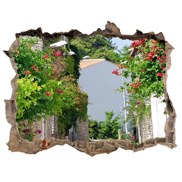 Nálepka fototapeta 3D výhled Kouzelná ulice s květinami