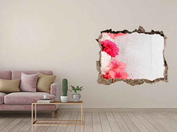 Samolepící díra nálepka beton Květinová oáza za zdí