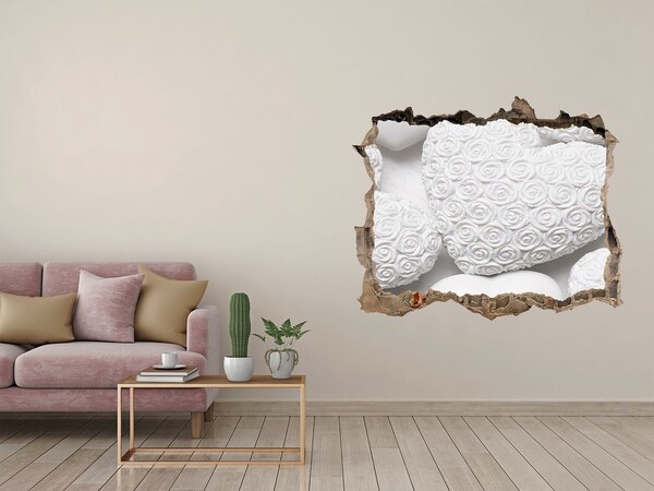 Fototapeta díra na zeď Bílé růže v díře ve zdi