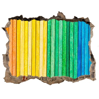 Díra 3D fototapeta na stěnu Barevné desky v díře ve zdi