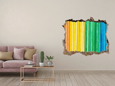 Díra 3D fototapeta na stěnu Barevné desky v díře ve zdi