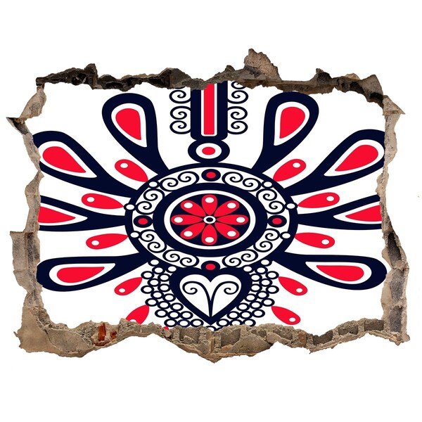 Díra 3D fototapeta na stěnu Barevný etnický vzor v díře ve zdi