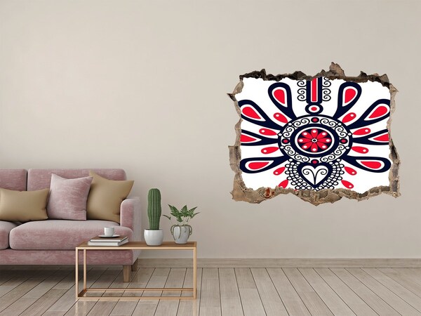 Díra 3D fototapeta na stěnu Barevný etnický vzor v díře ve zdi