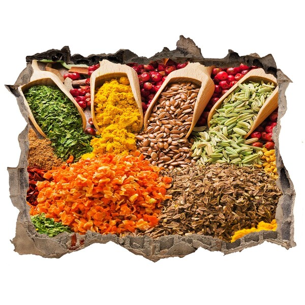 Nálepka 3D díra na zeď Barevné koření na náměstí