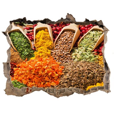 Nálepka 3D díra na zeď Barevné koření na náměstí