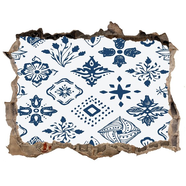 Nálepka 3D díra na zeď Květinové vzory na zdi