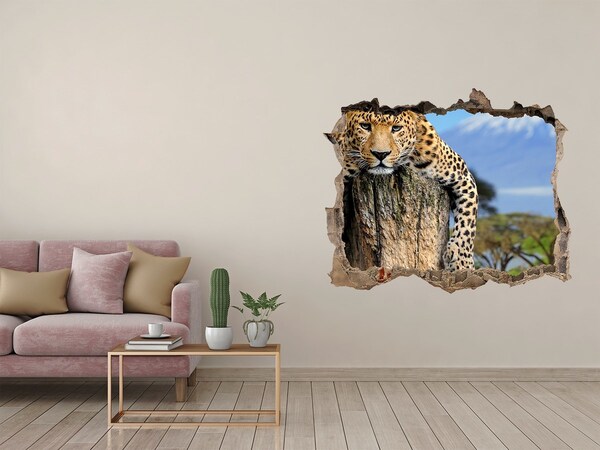 Díra 3D fototapeta na stěnu Lepkavý pohled leoparda