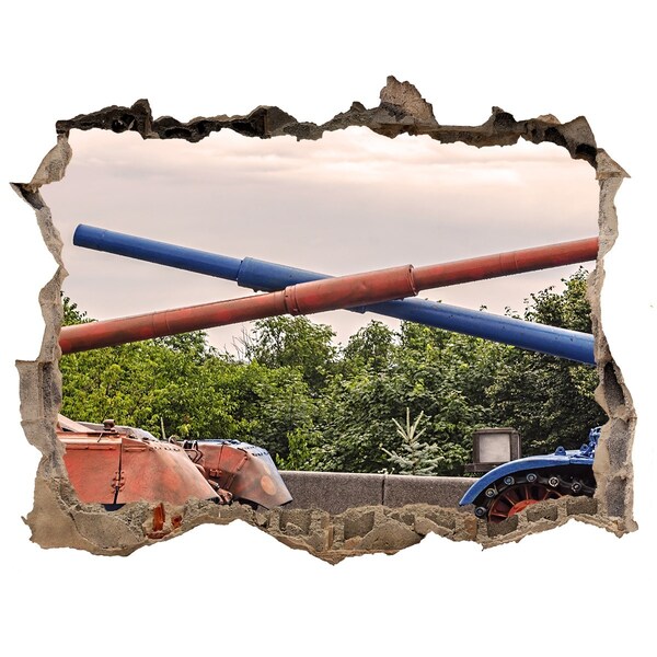 Foto fotografie díra na zeď Tanková bitva v troskách