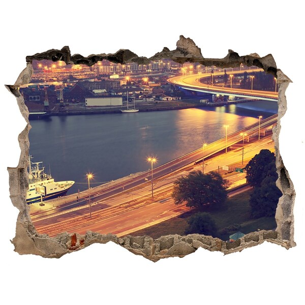 Fototapeta díra na zeď 3D Pohled na město v noci