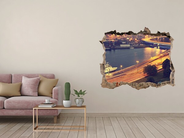 Fototapeta díra na zeď 3D Pohled na město v noci