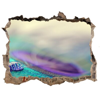 Díra 3D fototapeta na stěnu Kapka na pávím peru