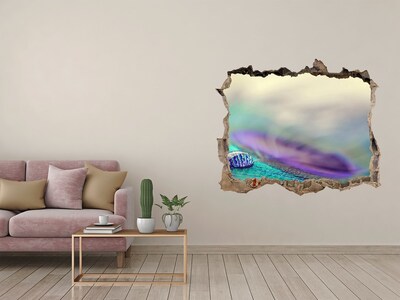 Díra 3D fototapeta na stěnu Kapka na pávím peru