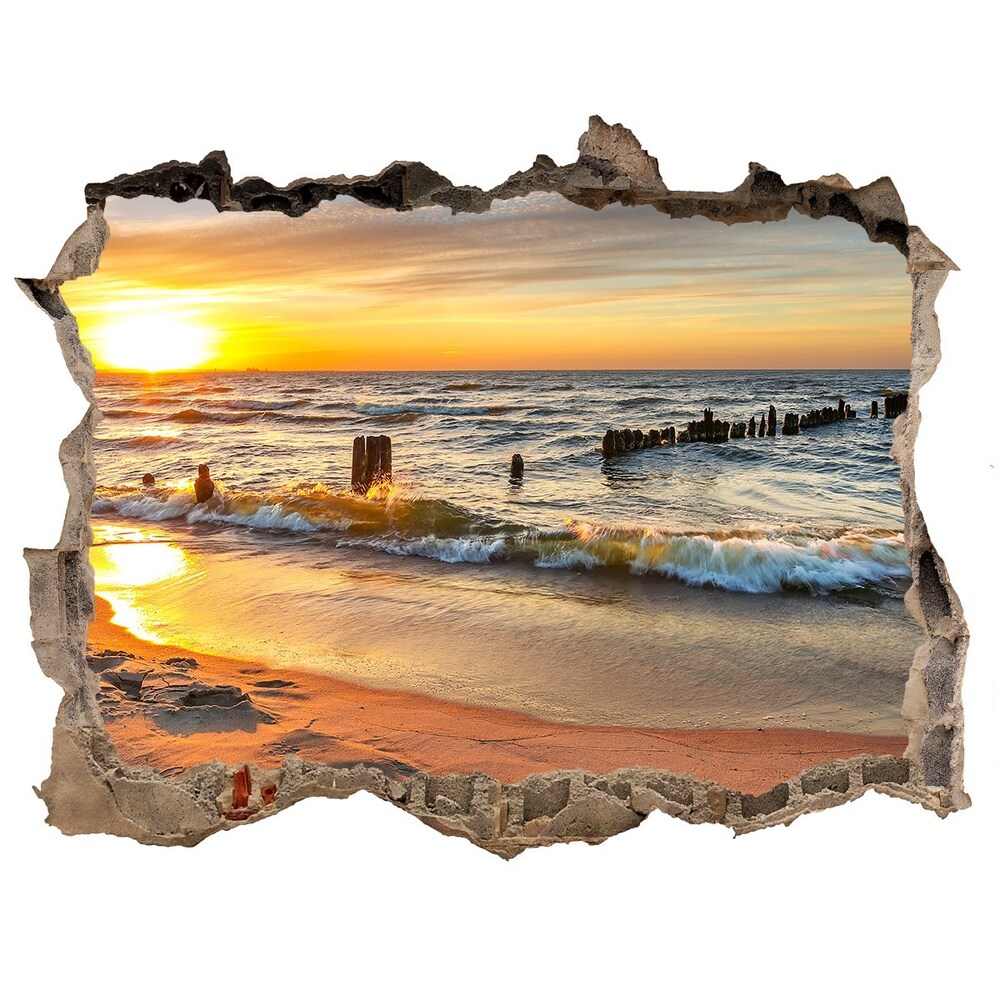 Nálepka fototapeta 3D Západ slunce pláž