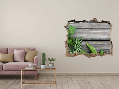 Fototapeta díra na zeď Dřevěné pozadí bylinky