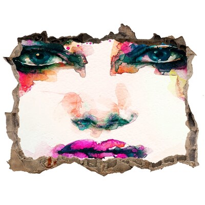 Díra 3D fototapeta na stěnu Barevný portrét v díře ve zdi