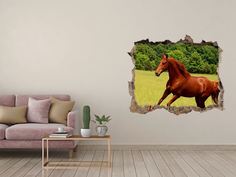 Díra 3D fototapeta na stěnu Kůň na louce