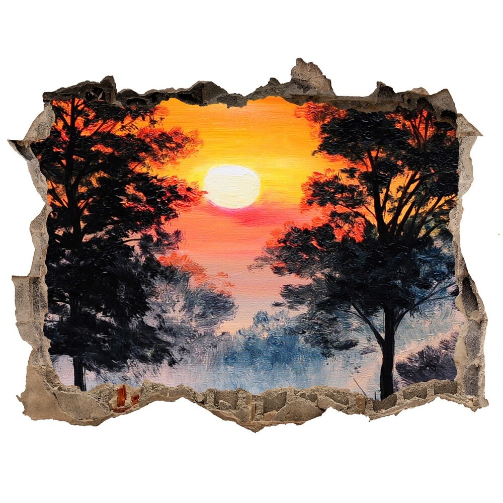 Nálepka fototapeta 3D Západ slunce les