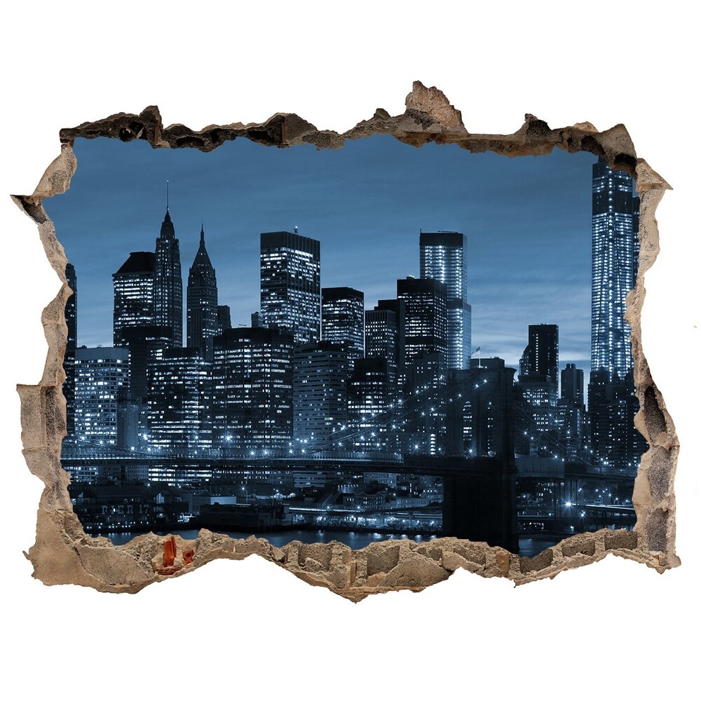 Fototapeta díra na zeď 3D New York noc