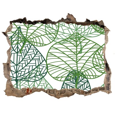 Nálepka 3D díra Zelené listí vzor