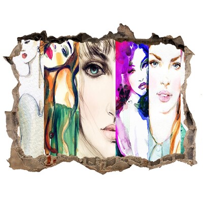 Díra 3D fototapeta nálepka Ženské portréty v díře ve zdi