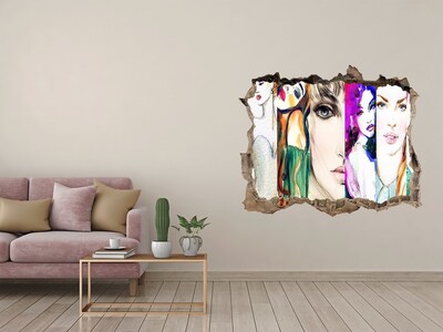Díra 3D fototapeta nálepka Ženské portréty v díře ve zdi
