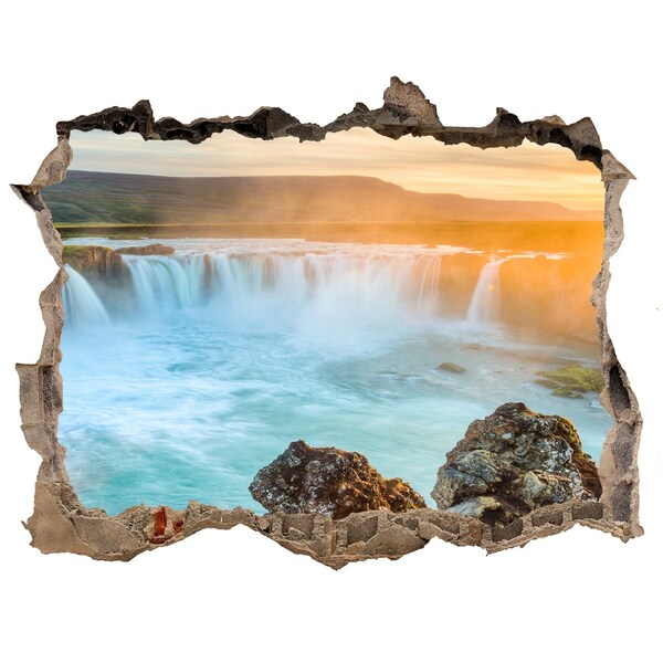 Nálepka fototapeta 3D výhled beton Vodopád v zapadajícím slunci