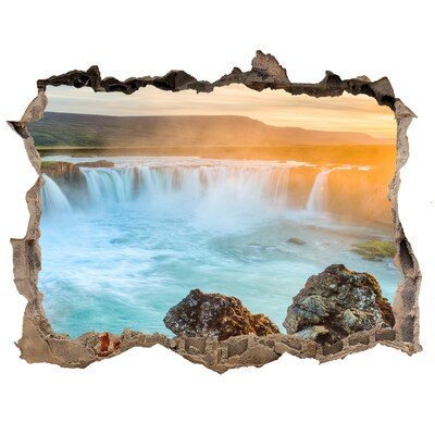 Nálepka fototapeta 3D výhled beton Vodopád v zapadajícím slunci