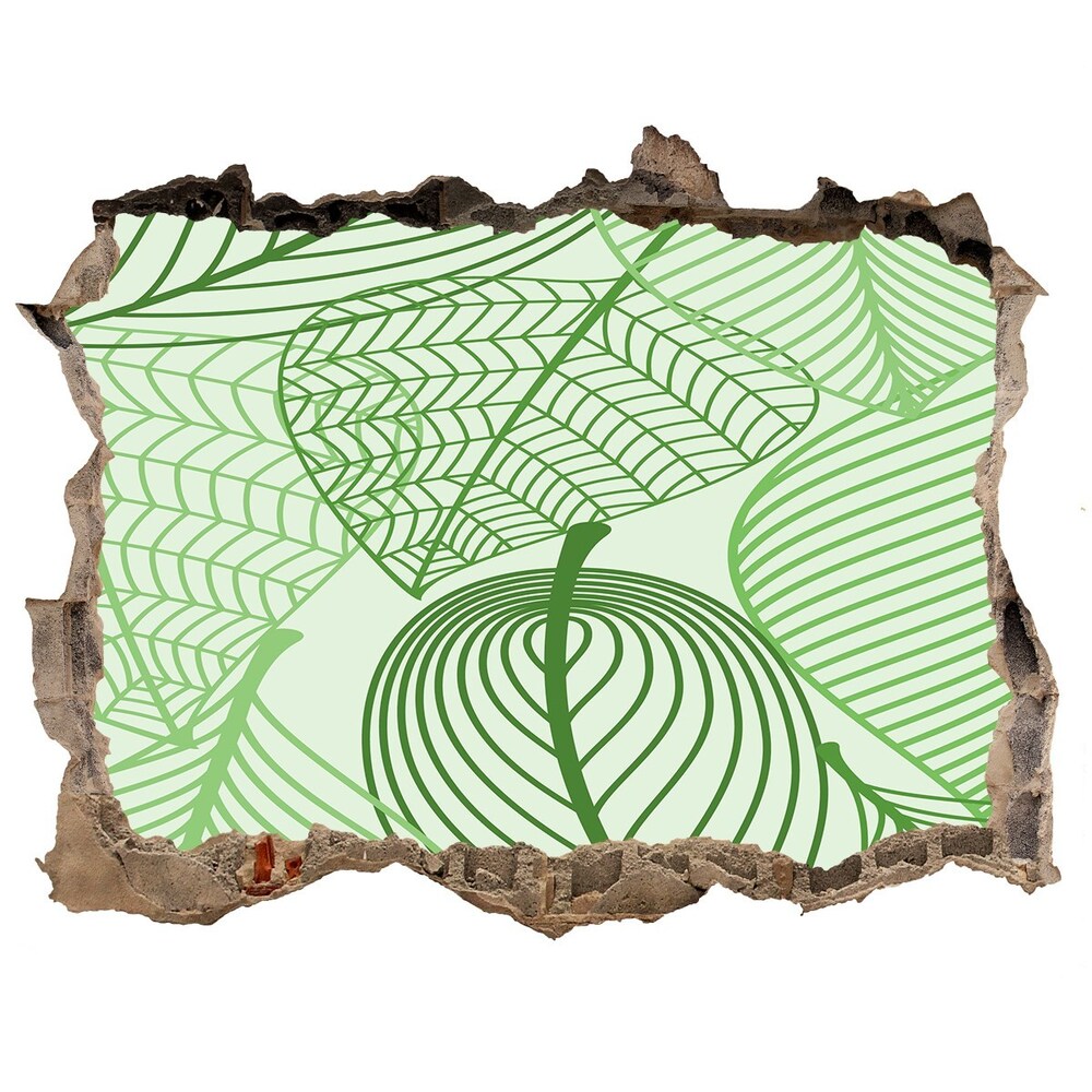Nálepka 3D díra na zeď Listí vzor
