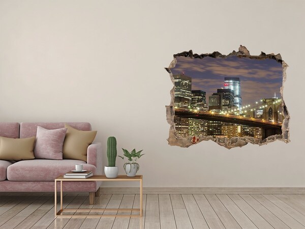 Fototapeta díra na zeď 3D Pohled na Brooklynský most v noci