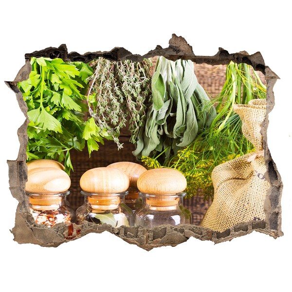 Nálepka 3D díra Bylinkový koutek v kuchyni