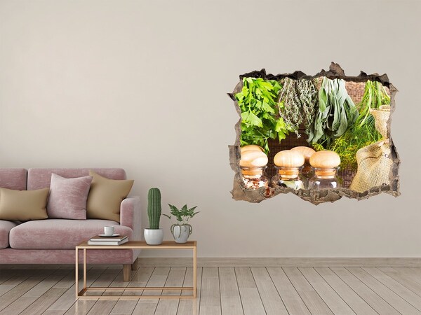 Nálepka 3D díra Bylinkový koutek v kuchyni