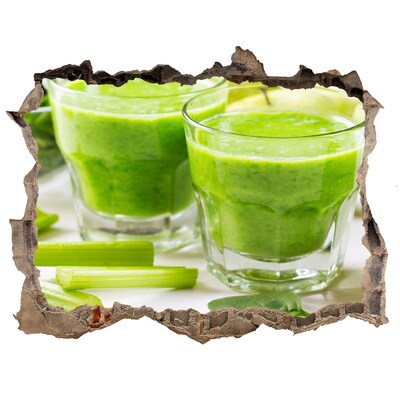 Nálepka díra na zeď beton Zelený zdravotní koktejl