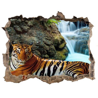 Díra 3D fototapeta nálepka Tygr vodopád
