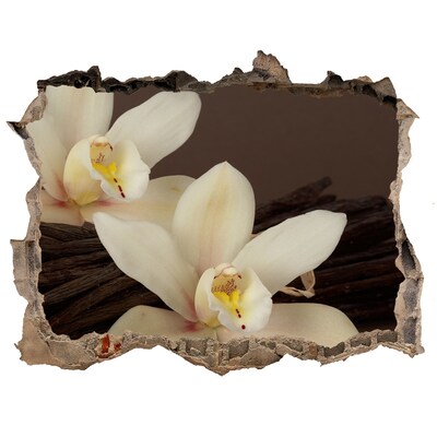 Samolepící díra na stěnu Květy orchidejí v poškozené zdi