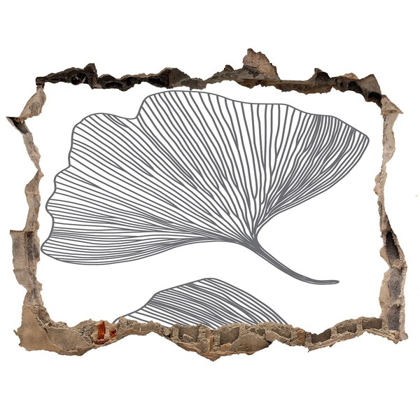 Nálepka 3D díra na zeď beton Listy v betonu