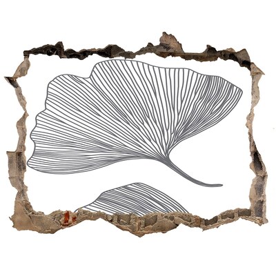 Nálepka 3D díra na zeď beton Listy v betonu