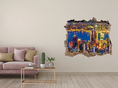 Fototapeta díra na zeď 3D Pohled na Hongkong v noci