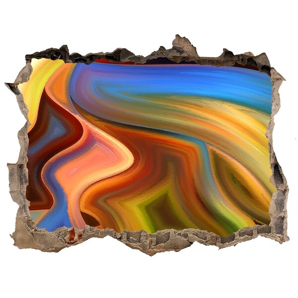 Díra 3D fototapeta nálepka Barevná krajina v díře ve zdi