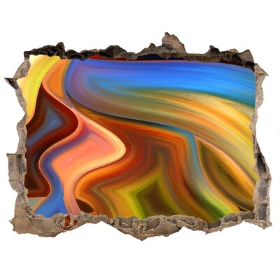 Díra 3D fototapeta nálepka Barevná krajina v díře ve zdi