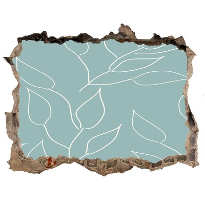 Nálepka 3D díra na zeď Zelená stěna s rostlinným vzorem