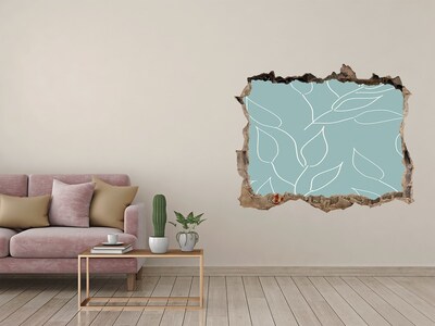 Nálepka 3D díra na zeď Zelená stěna s rostlinným vzorem