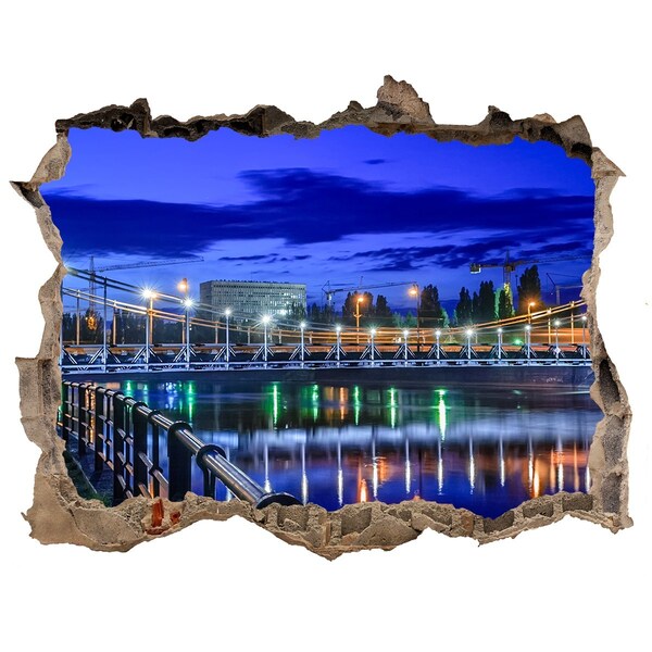 Fototapeta díra na zeď 3D Noční pohled na most a řeku