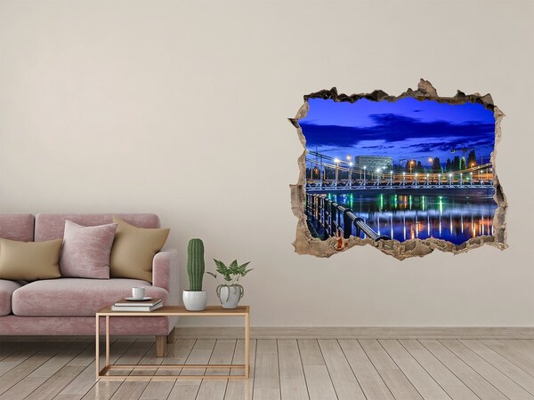 Fototapeta díra na zeď 3D Noční pohled na most a řeku