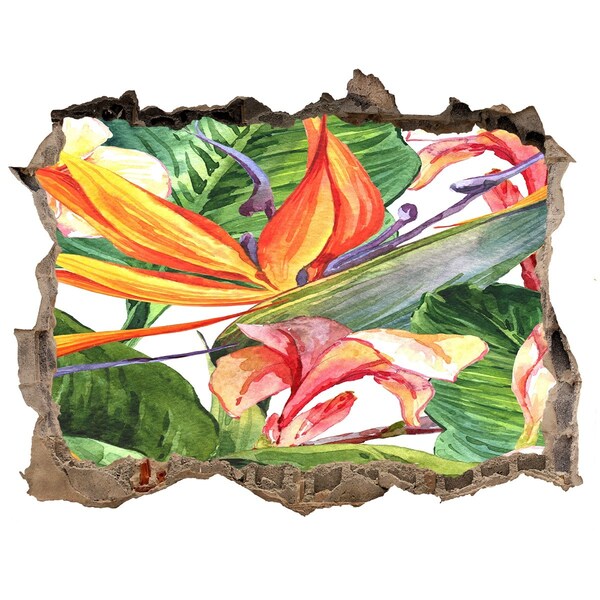 Nálepka 3D díra na zeď Tropický ráj za zdí