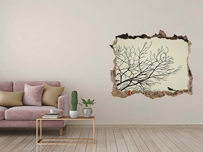 Díra 3D fototapeta na stěnu Vrány na stromě