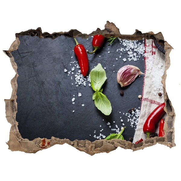 Nálepka 3D díra na zeď Kuchyně plná chutí