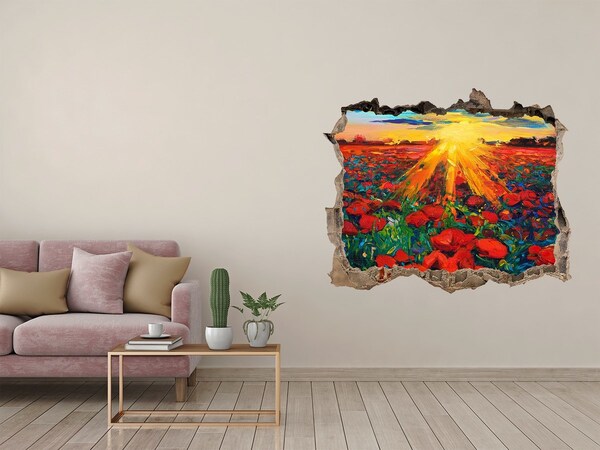 Samolepící díra nálepka Květinová louka na slunci